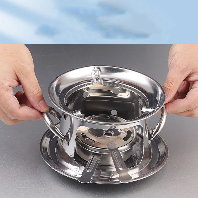 Tower-type Alcohol Stove With Pan Pot Stainless Steel Hotpot Alcohol Heater Home Restaurant Use Kitchen Spirit Cooker Sets Acces