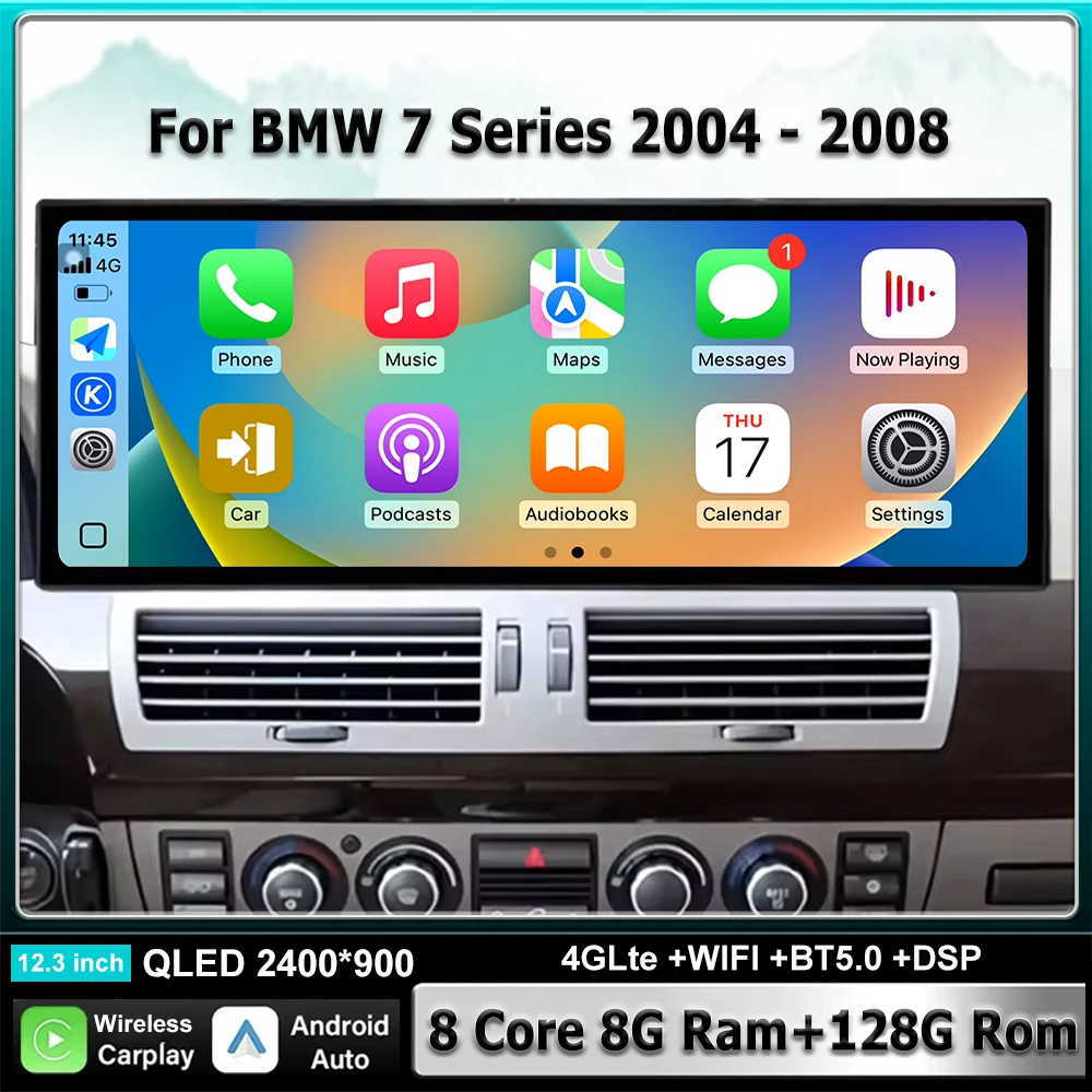 

Android 16 Carplay для BMW 7 серии 2004-2008 Система CCC 4G Wi-Fi Автомобильный радиоприемник Мультимедийный видеоплеер Инструменты BT DSP GPS-навигация