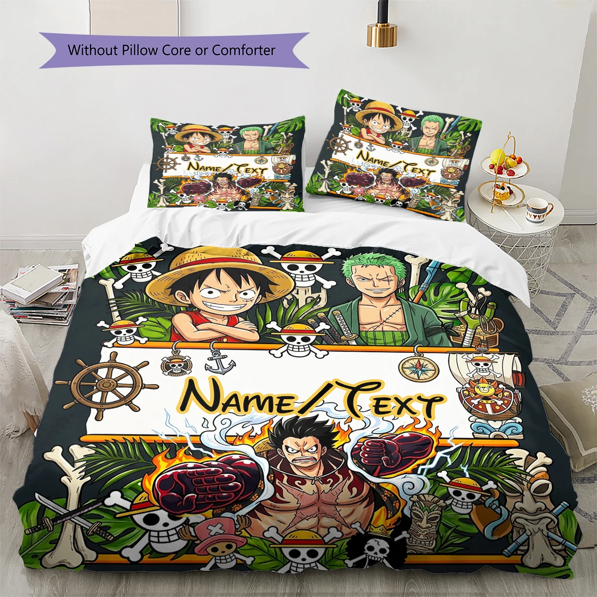 Custom Name One Piece Black Duvet Cover, Soft Sizes Available Print Comfortable (1 Duvet+2 Pillowcases No Core), Sizes -HE70