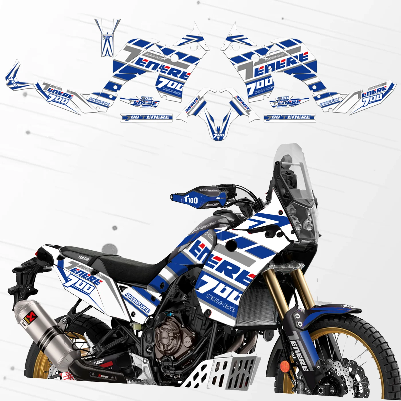 

Tenere T700 XTZ 700 FOR YAMAHA Motorcycle Fuel Tank Decals Pad Set Kit Protector Trunk Luggage