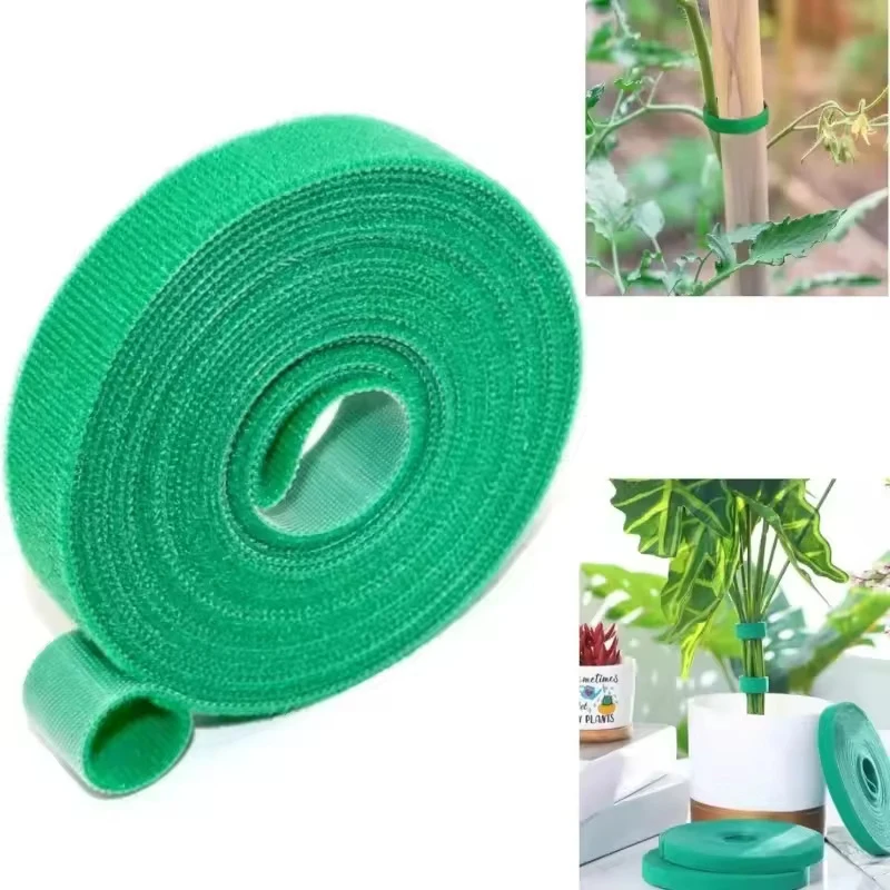 

Self Adhesive Plant Nylon Cable Tie Green Adjustable Plants Hook Loop Support Garden Twine Bandage Reusable Fastener Tape Strips