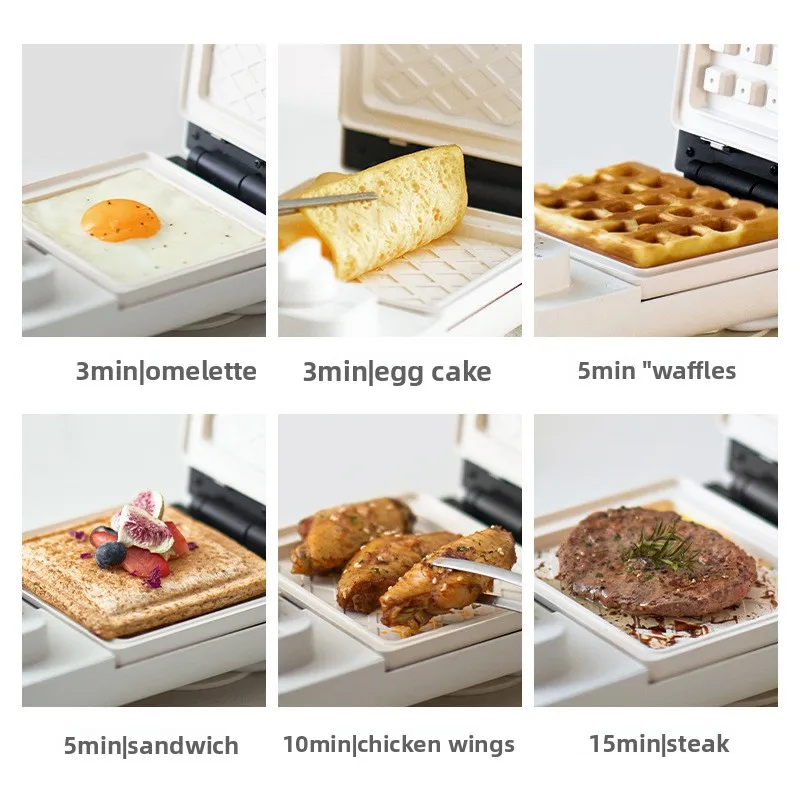 Multifunctional Timed Breakfast Maker, Mini Sandwich Waffle Iron Popular for Japanese & Korean Family Kitchen