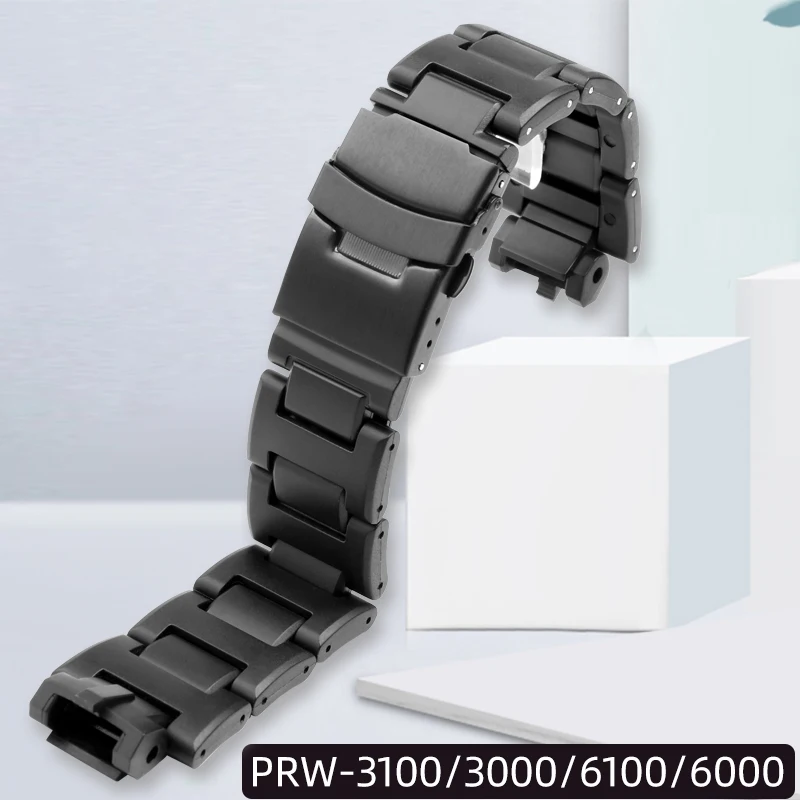 Lightweight Metal Strap Casio PROTREK PRW -3100 6000 6100 3000 Black Watch Band Light Plastic Steel Mountaineering Watch Chain