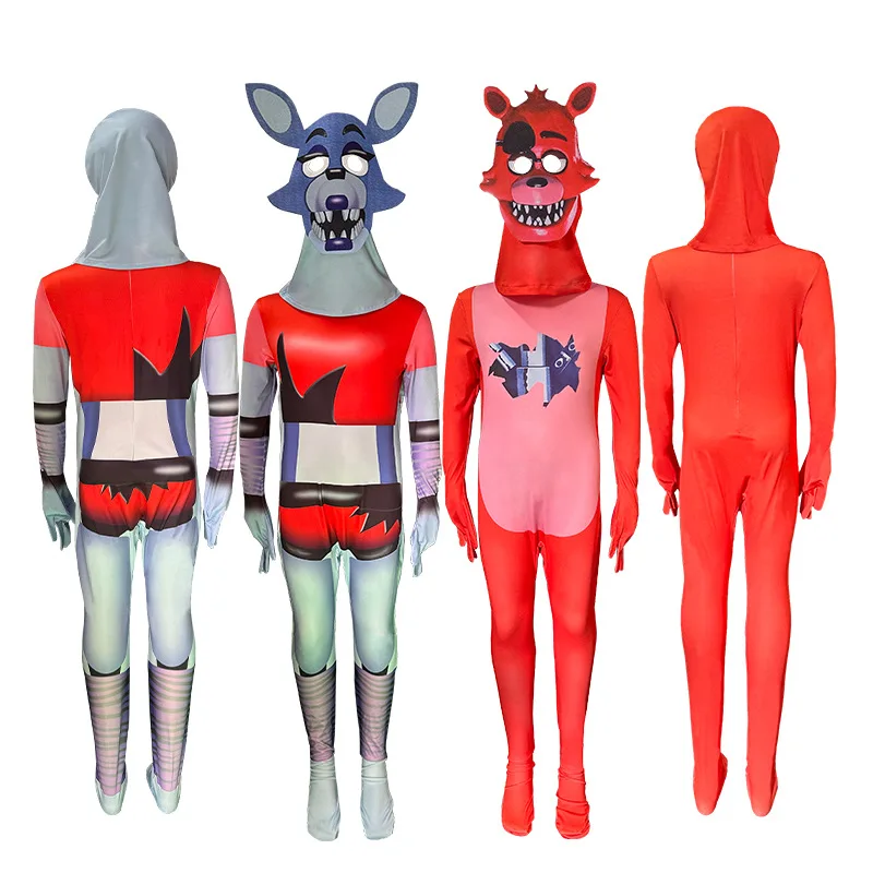 Halloween FNAF Costume for Kids Five Nights Horrible Jumpsuit Cosplay Nightmare Bonnie FnafFreddyed Anime Carnival Gift for Kids