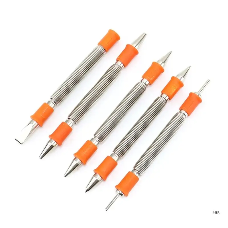 5Piece Double Head Combo Nail Setter Double Ended 3/32 Inch 1/8 Inch Spring Nail Set Hammerless Nail Set Punch