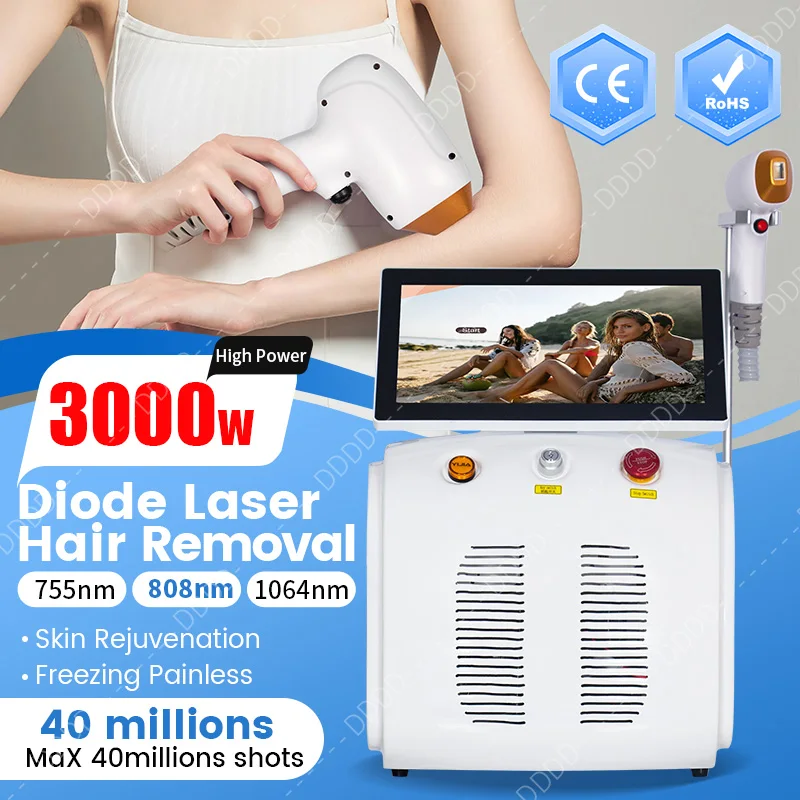 

2025 Latest Diode Nd YAG Laser Hair Removal Device 3000w PRO Ice Titanium Painless Permanent Hair Removal Device 755 808 1064NM