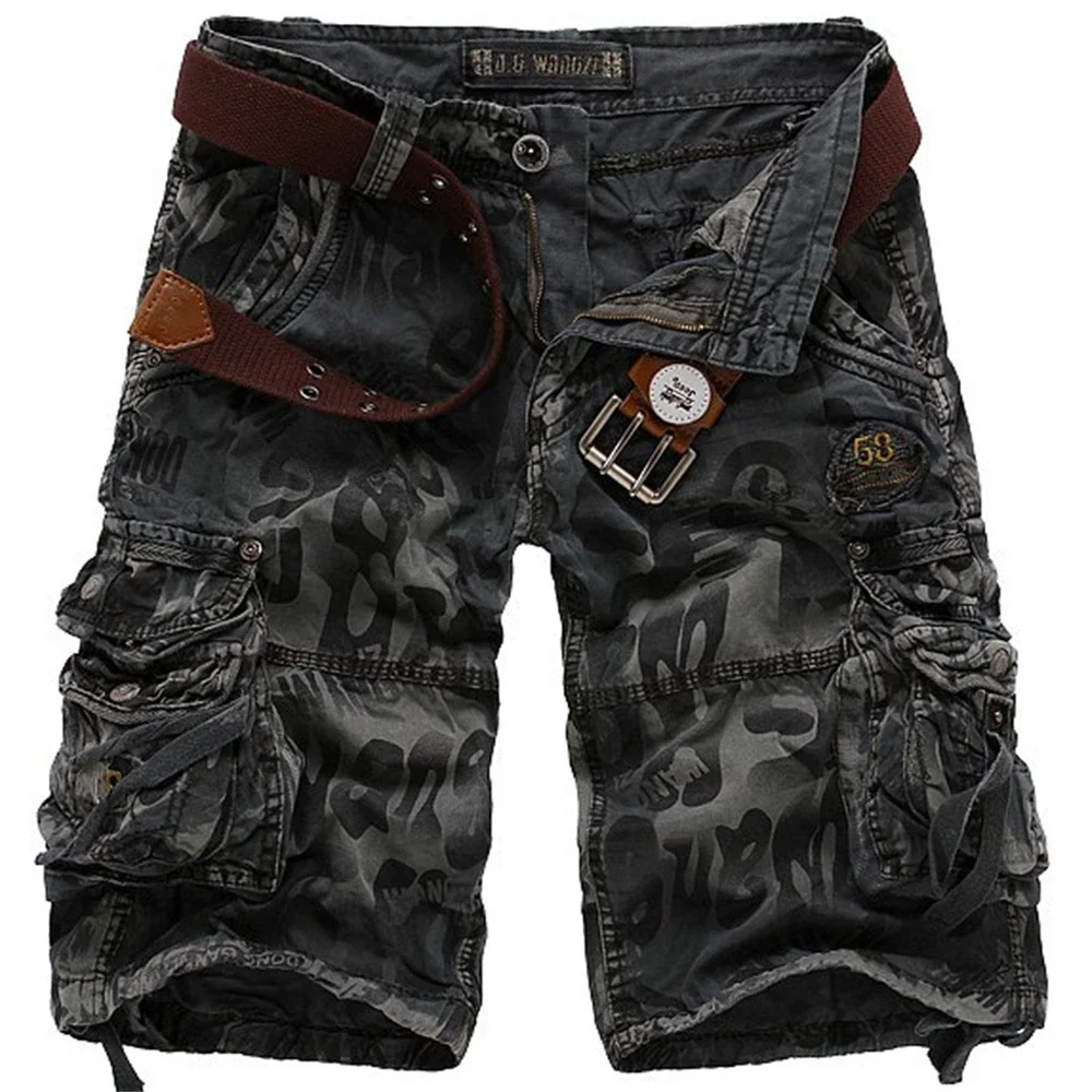 Summer Men's Camouflage Printed Work Shorts Multi-Pocket Zipper Button Military Combat Five Shorts Daily Street Casual Shorts