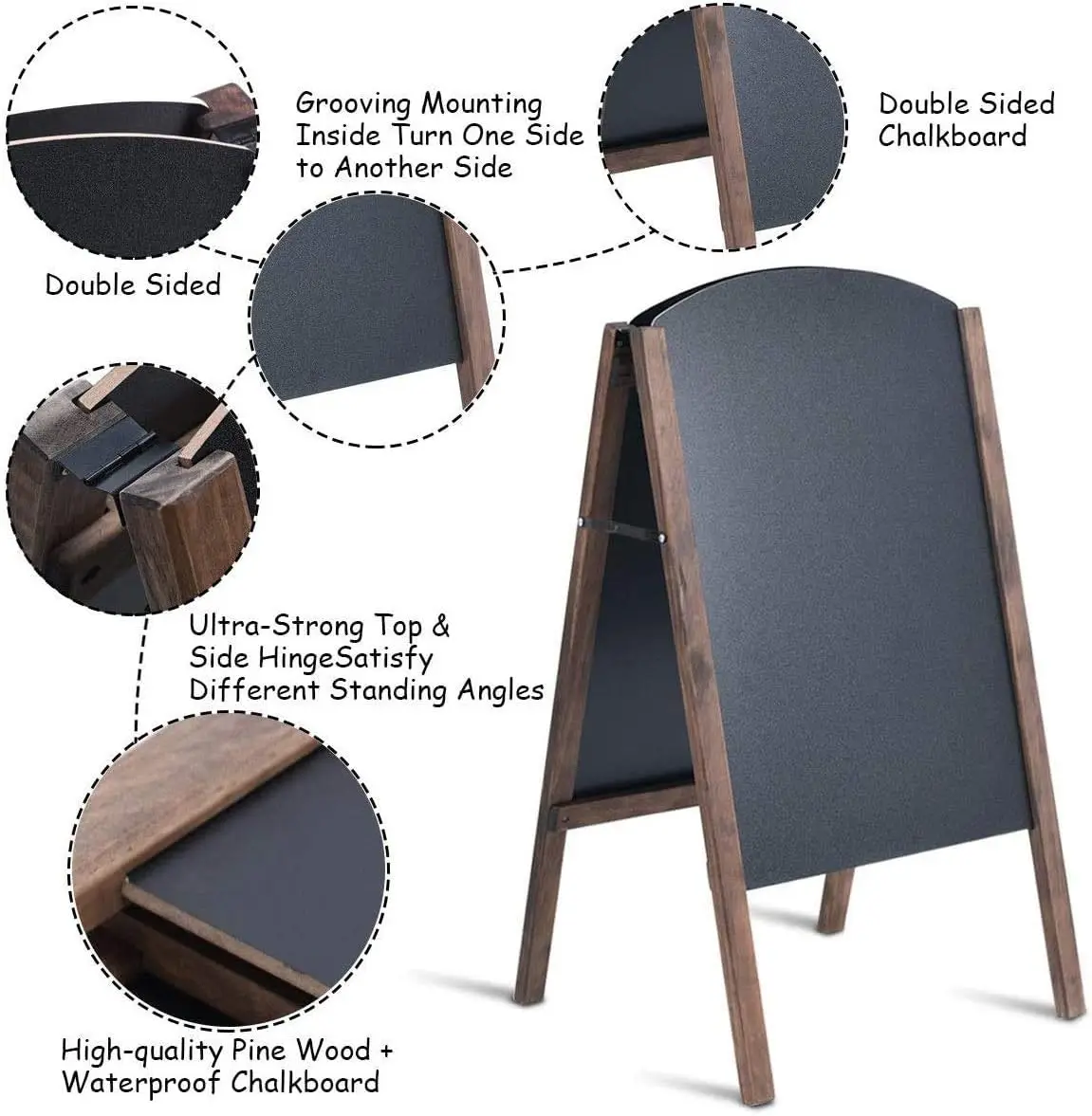 Double-Sided Wooden Chalkboard Easel for Wedding, Cafe, Restaurant Menu Display