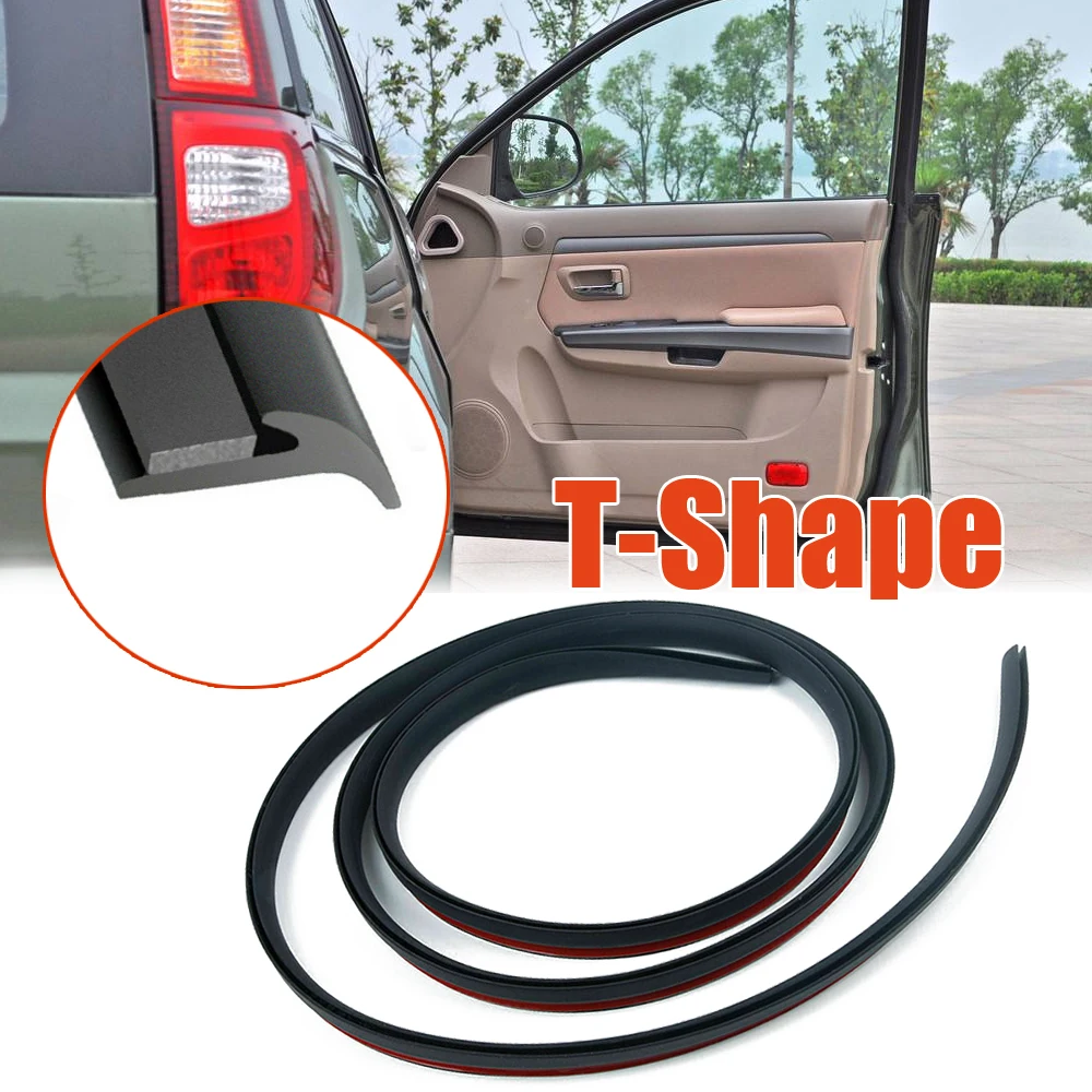 5M T-Shape Noise Insulation Sealing Rubber Car Door Seal Strip Trunk Edge Weatherstrip Moulding Trim Soundproof Strong Adhesive