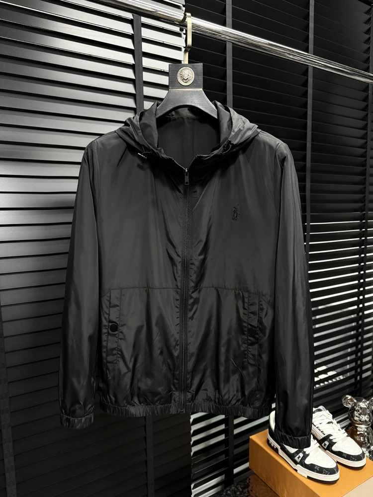 

Ele Pure Color Simple Men's Jaet Spring Autumn Season Casual Slim Fit Hooded Coat Faionable Urban Sle Long Sve Z...