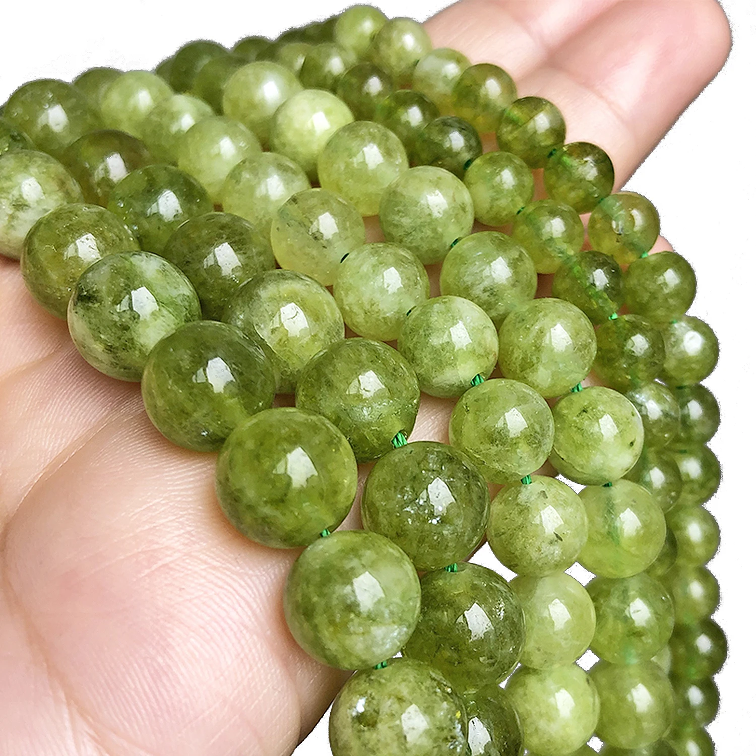 6-10mm Peridot Olivine Green Crystal Beads Diy Round Loose Spacer Beads for Jewelry Making DIY Bracelet Necklace  Accessories