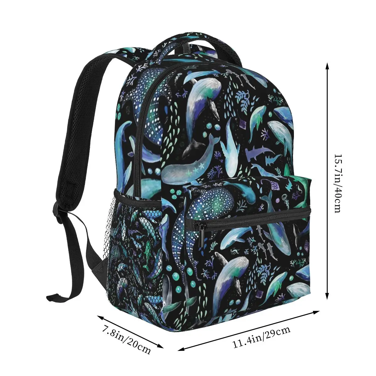 Ocean Diving With Whales At Night - Remix Backpacks Boys Girls Bookbag Children School Bags Cartoon Laptop Rucksack Shoulder Bag