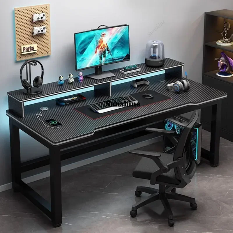 

Shelf Living Room Office Desk Storage Standing Floor Metal Arbenic Computer Desks European Black Mesa De Escritorio Furniture
