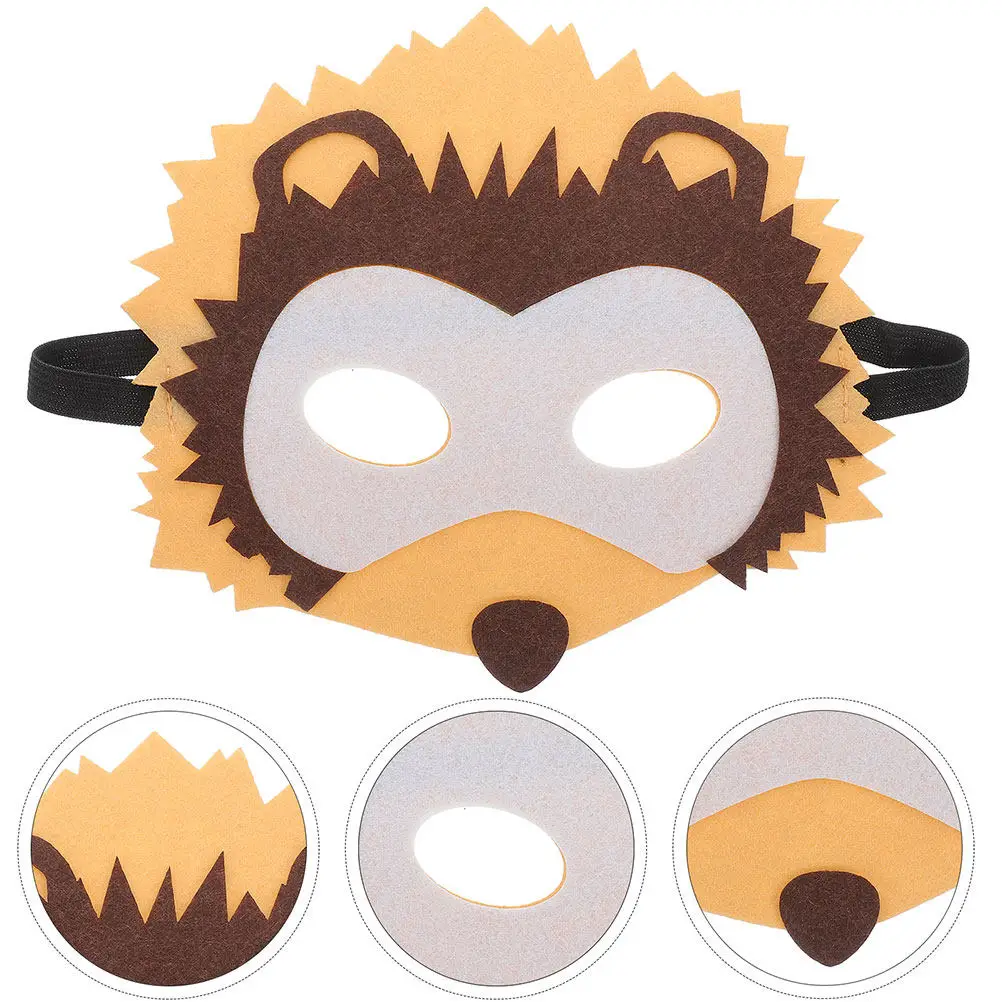 

Набор из 3 нетканых масок животных: Мультяшные маски-ежики для вечеринок, фестивалей, косплея, декоративные маски для косплея в виде животных