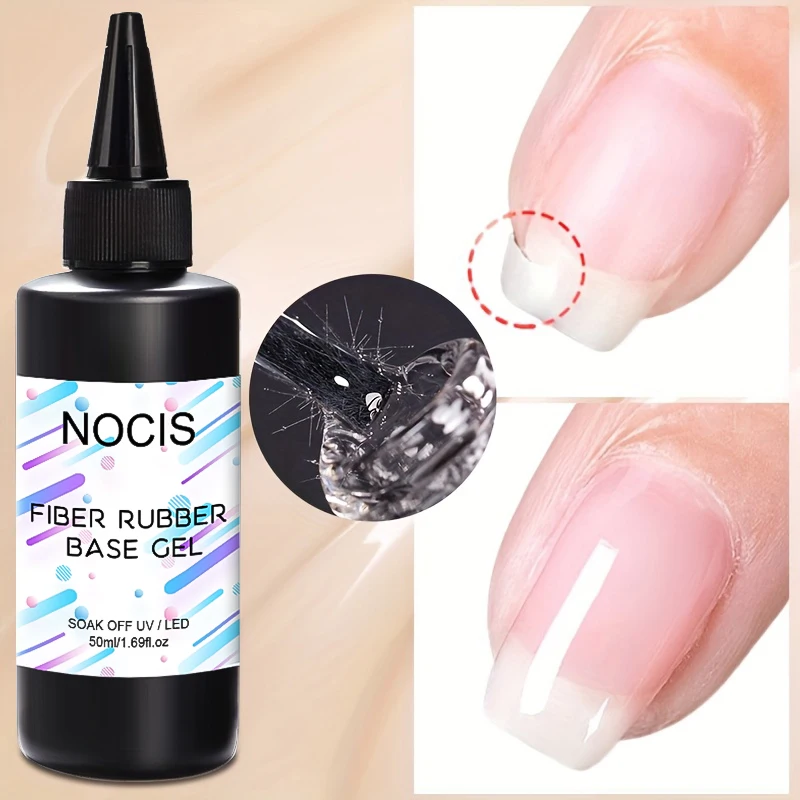 50ml Low-Allergy Fiber Rubber Base Gel - /LED Lamp Curable Quick Build Gel Polish, Soak-Off Varnish for Nail, Sensitive Light