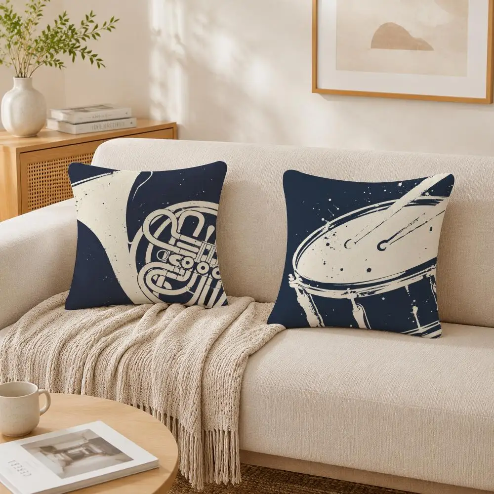 Musical Boho Jazz Cushion Cover Double-Sided Plush Sofa Cushion Covers Organic Breathable Invisible Zipper
