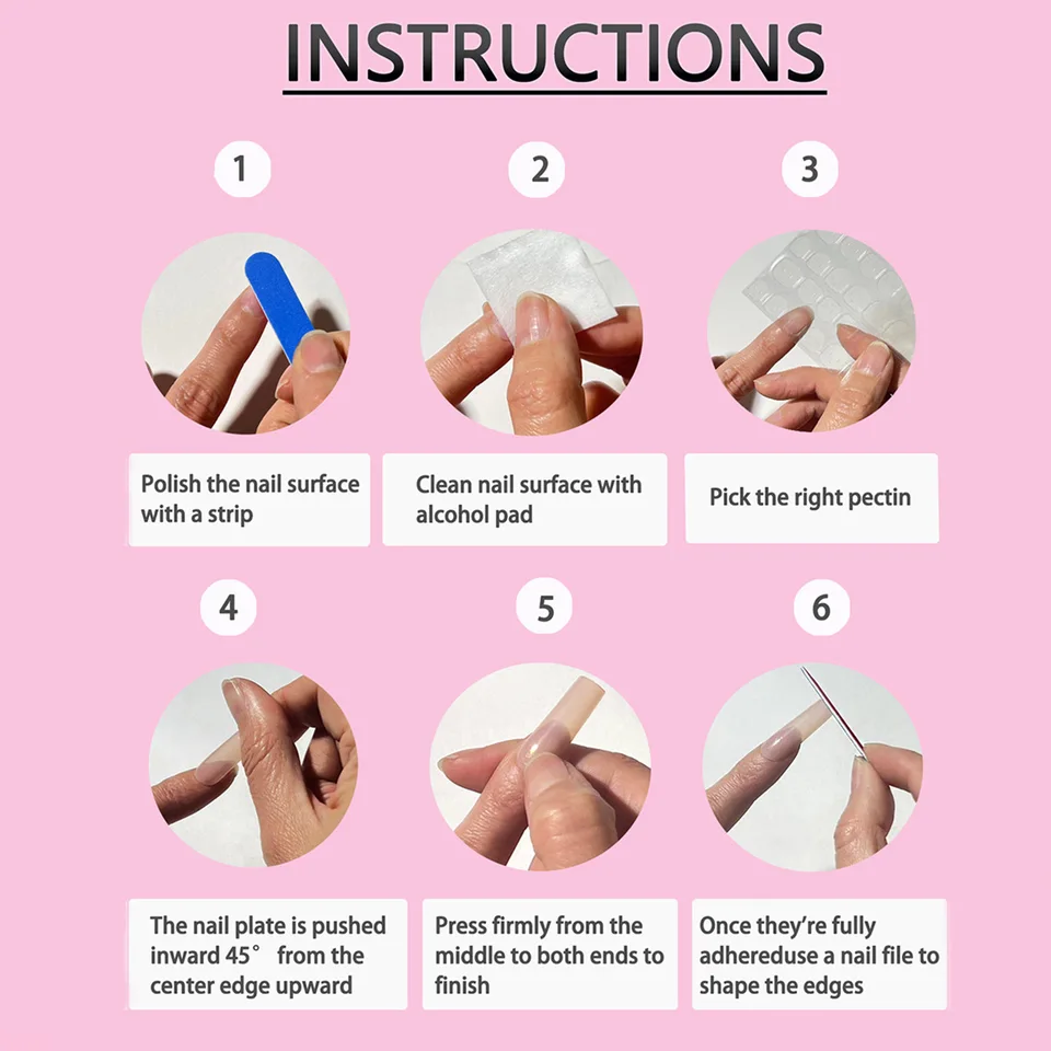 24 uñas postizas francesas blancas simples, ataúd mediano, nude, estilo moderno 6