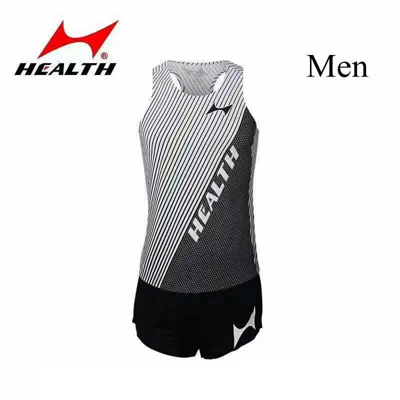 Health Summer Running Suits Men Sprint Vest And Shorts Breathable Sprints Outdoor Marathon Uniform Track And Field Sets