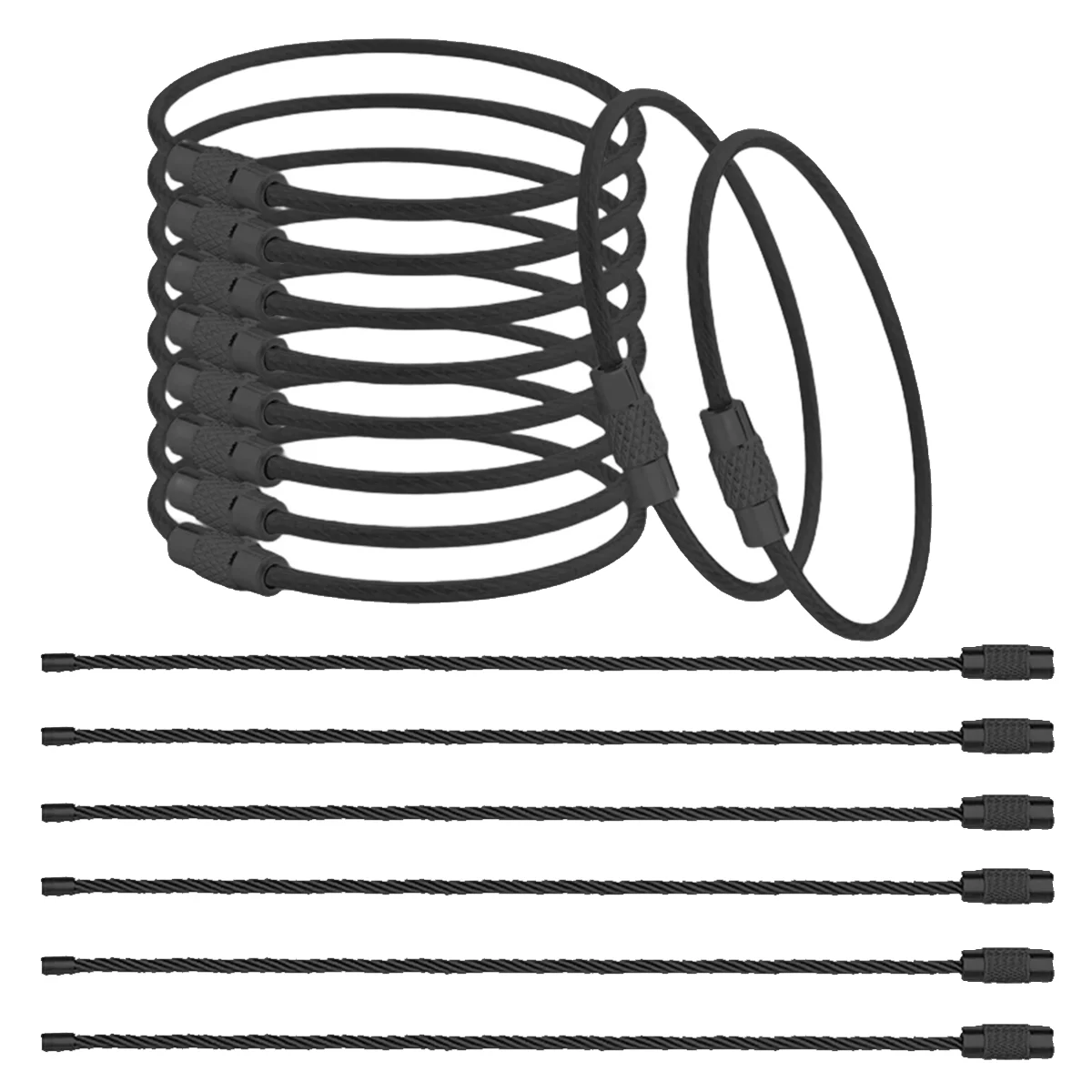 10/30/50 pcs Coated Wire Keychains Cable Keychain Durable Adjustable Rust Resistant for Organizing Keys Tag DIY Projects Gifts