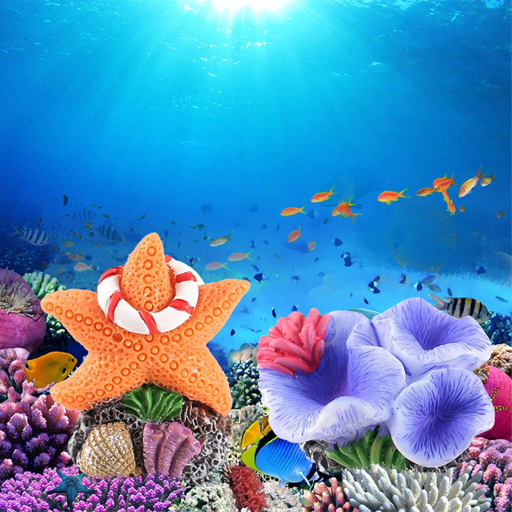 

1Set Aquarium Simulated Coral Decoration Resin Coral Statue Fish Tank Shelter Fish Hiding Place Decorative Sea Star