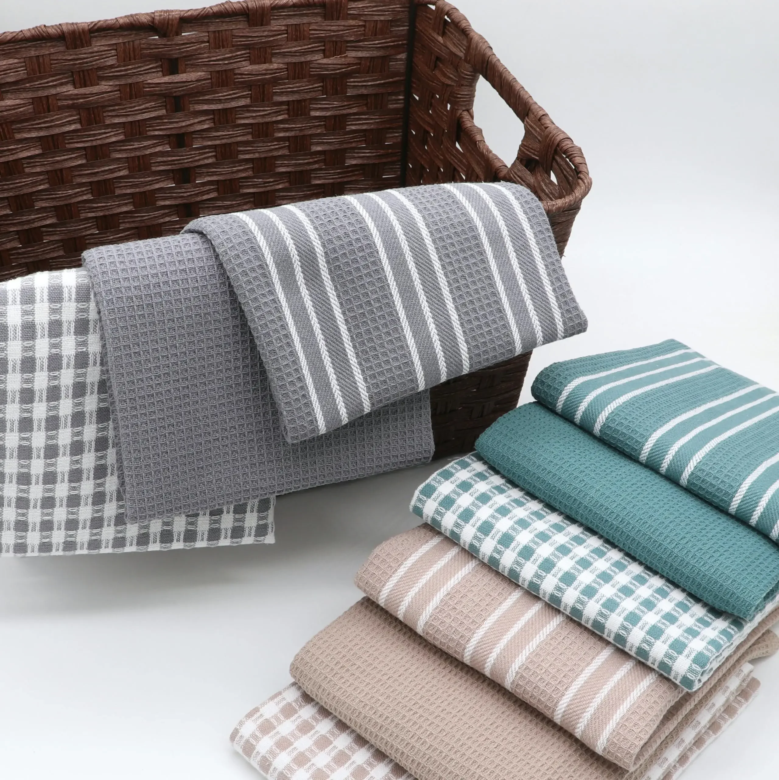 

100% Cotton Waffle Weave Kitchen Dish Cloths, Ultra Soft Absorbent Quick Drying Dish Towels, Household Tableware Towels, 3-Pack