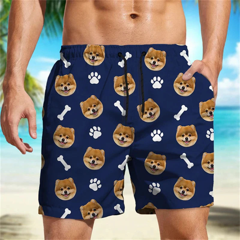 

3D Print Custom Pet Dogs Face Beach Shorts Women Funny Design Pets Swim Trunks Men Fashion Board Shorts Streetwear Short Pants