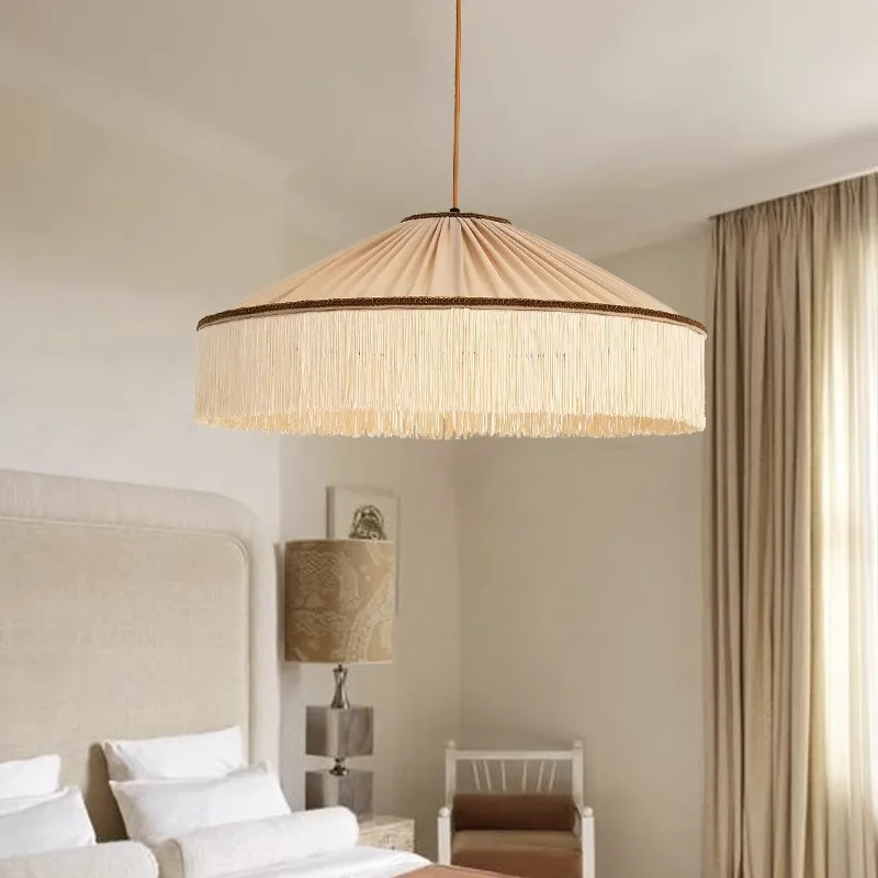 Bohemian Cloth Pendant Lamp Retro Tassel Pendant Light For Dining Room Bedroom Home Vintage Restaurant Hanging Lighting Fixtures