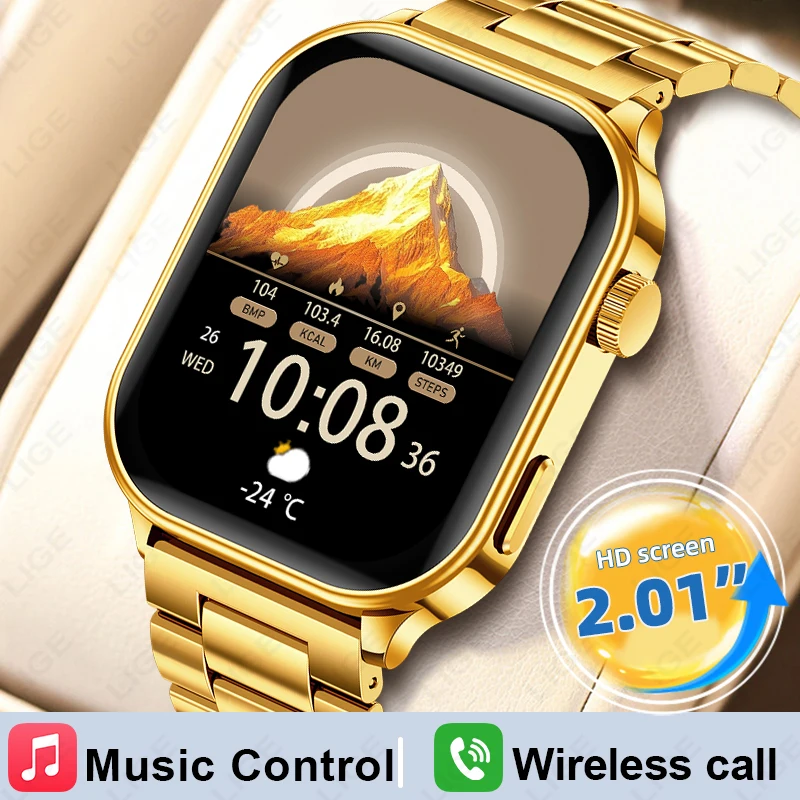

LIGE New Sports Smart Watch Men 2.01" HD Make Answer Call Voice Assistant Pedometer Outdoor Waterproof Smartwatch For Men Women