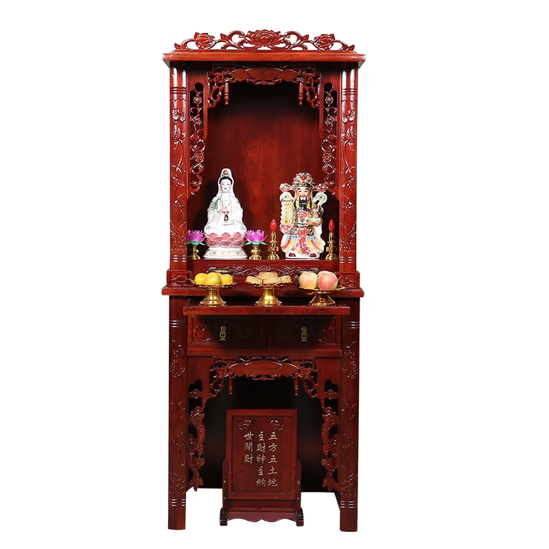 XL Solid Wood Fokan Cabinet Buddha Niche Clothes Closet Household Buddha Cabinet Guanyin Altar Buddha Shrine