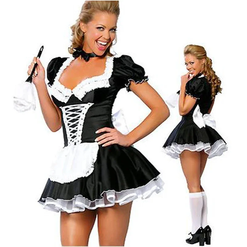 Halloween Costumes for Women's Sexy Cosplay Lingerie Exotic French Anime Maid Costume Dress S-6XL