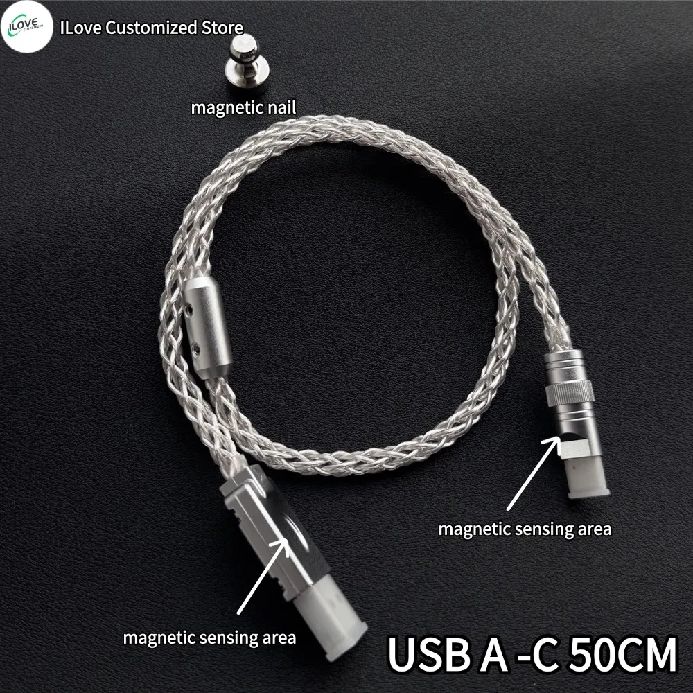 15 cm langes C-C/USB-C-Tastaturkabel aus Einkristallkupfer unterstützt 8K magnetisch steuerbare Lichter für HMlab Hub