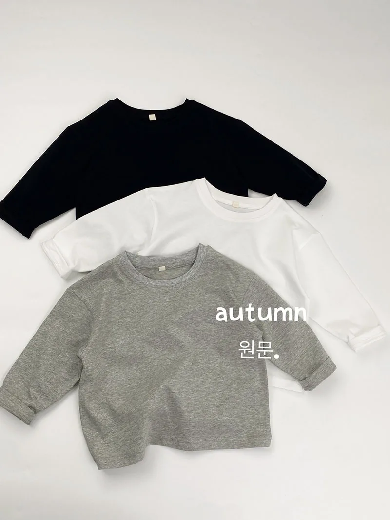 

Осенние детские майки для детей от 1 до 6 лет, простая однотонная рубашка для девочек, тонкая корейская версия, свободная детская верхняя одежда, топы