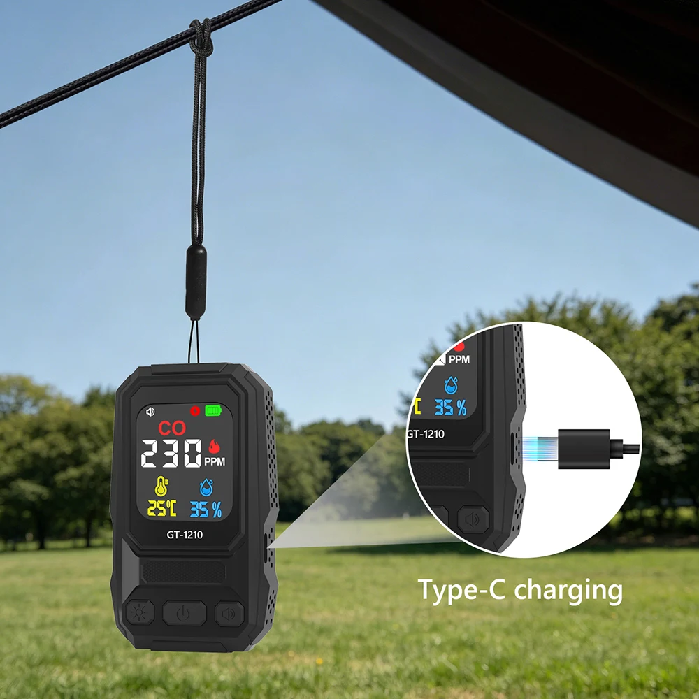 3 in 1 Carbon Monoxide Detector CO Gas Monitor Alarm LCD Digital CO Analyzer Temp Humidity Meter  for Home Library Depot