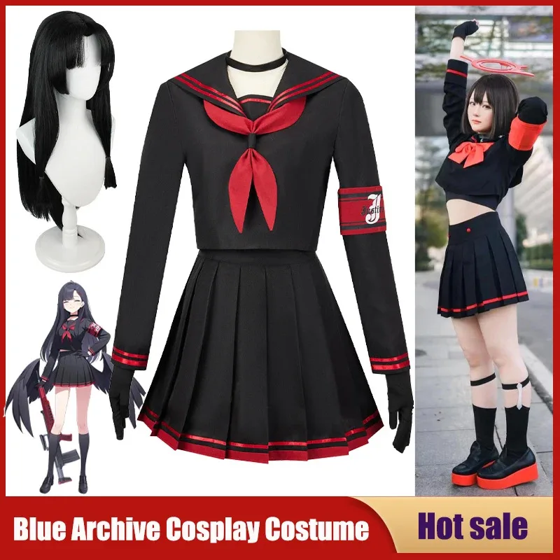 

LQGame Blue Archive Justice Realization Косплей Аниме Nakamasa Ichika Костюм Парики Милое платье моряка High School JK Униформа Костюм