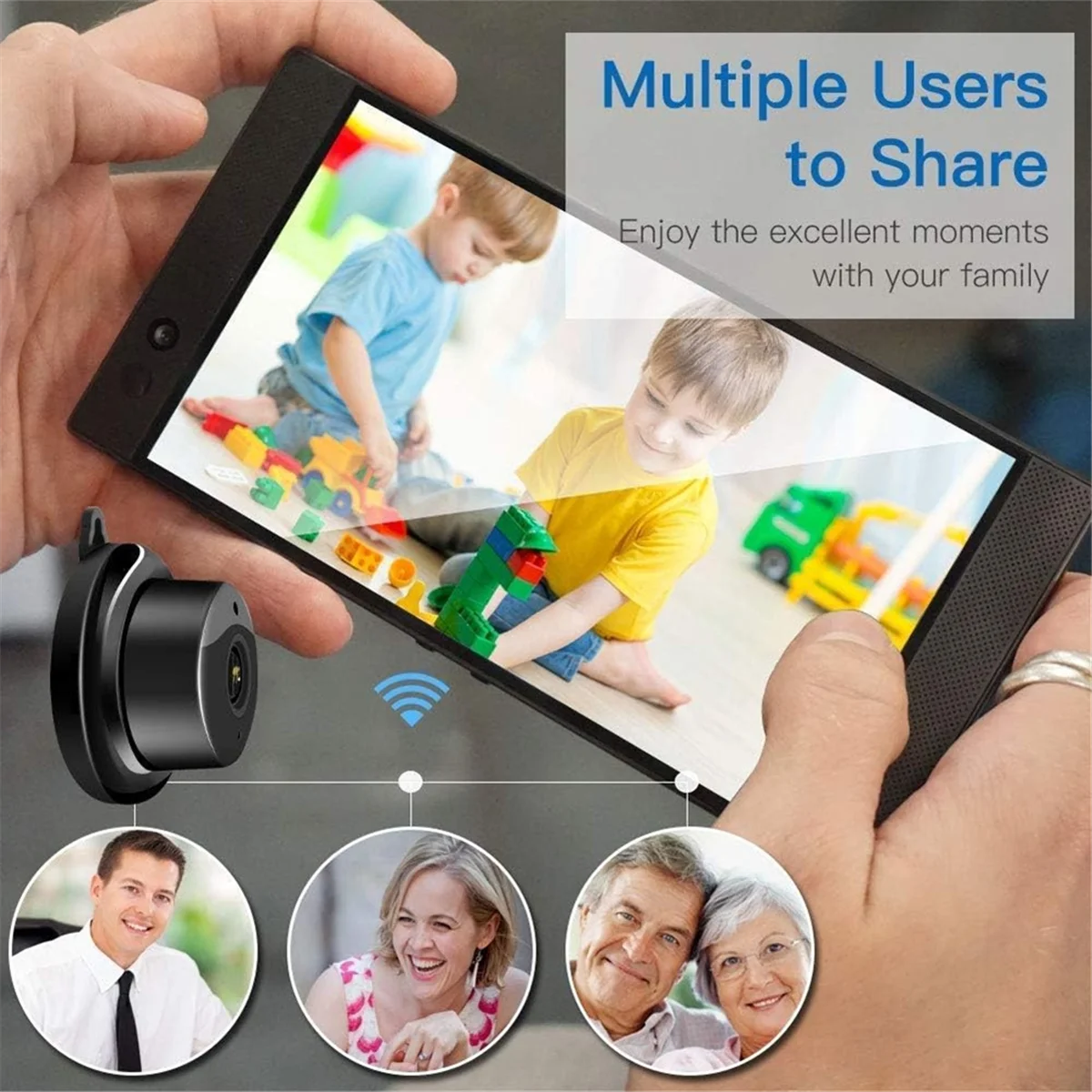 ABJZ WiFi Wireless Home Security Videocamera HD 1080P/Camera dome/Visione notturna/Camera IP domestica/Rilevazione movimento