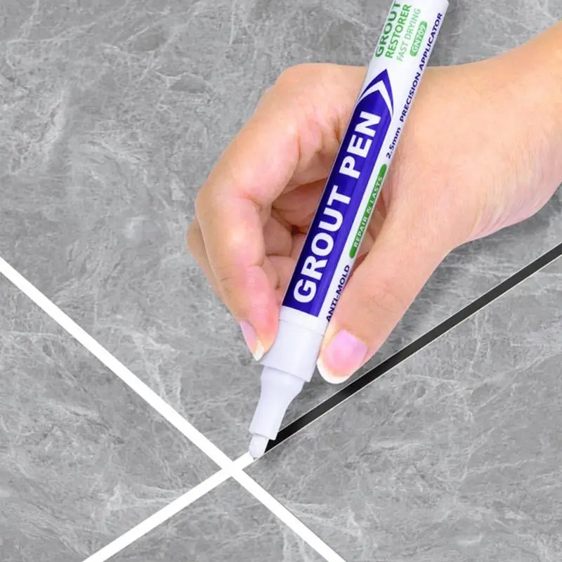 CORA Tile Grout Reviver Pen Quick Dry Water Resistant Grout Marker Pen Tile Paint Pen For Bathroom Tiles Kitchen Floor Repair