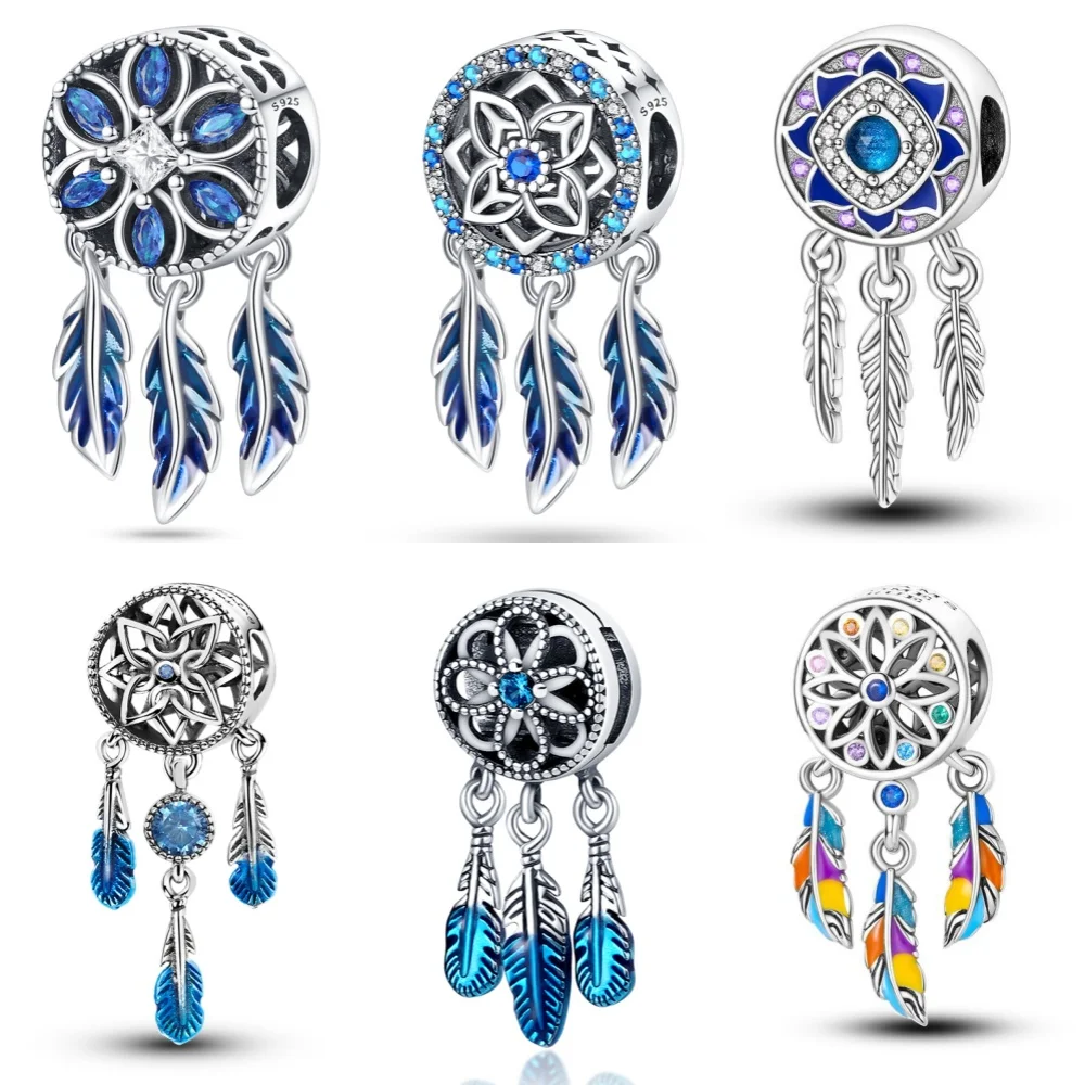 Hot 925 Sterling Silver Dream Catcher Series Charms Beads Fit Original Bracelets DIY Jewelry Birthday Fine Gifts Accessories