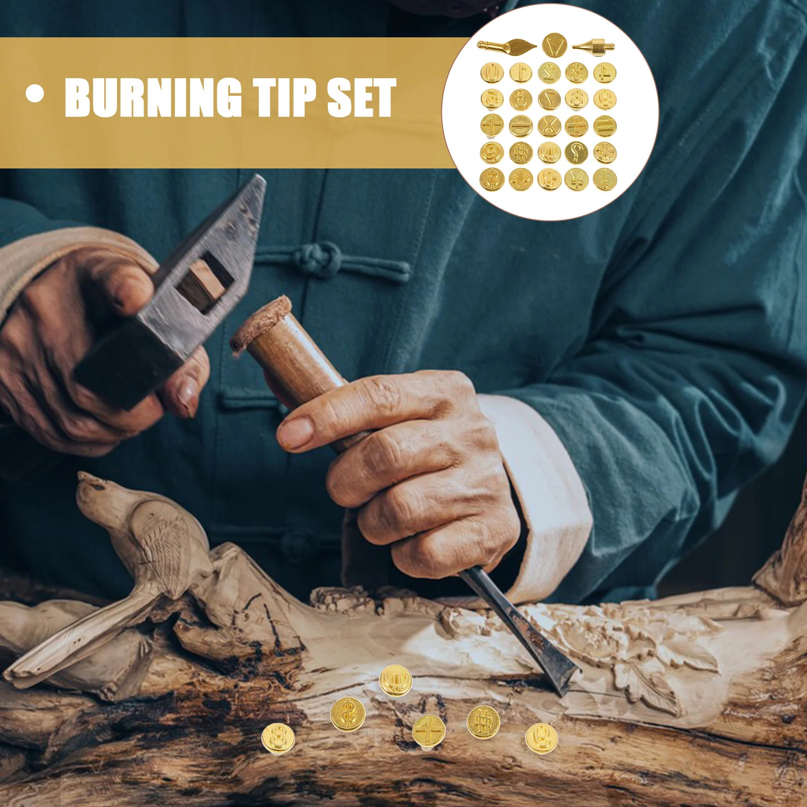 

1Set Number Burning Tips Pyrography Carving Transfer Head Metal DIY Wood Engraving Soldering Tip Pyrography Pen Kit