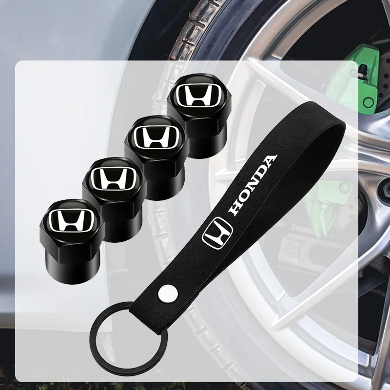 Porte-clés de voiture en corde de daim, porte-clés en métal, capuchons de valve de pneu pour Honda Accord Civic FIT Insight CRV Jazz HRV CRZ CRX City Vezel