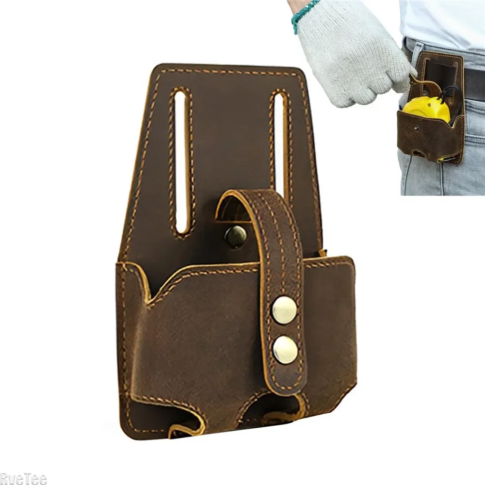 

Tools Waist Bag Organizer High Quality Leather for 3-5m Tape Measure Holder Man Gift