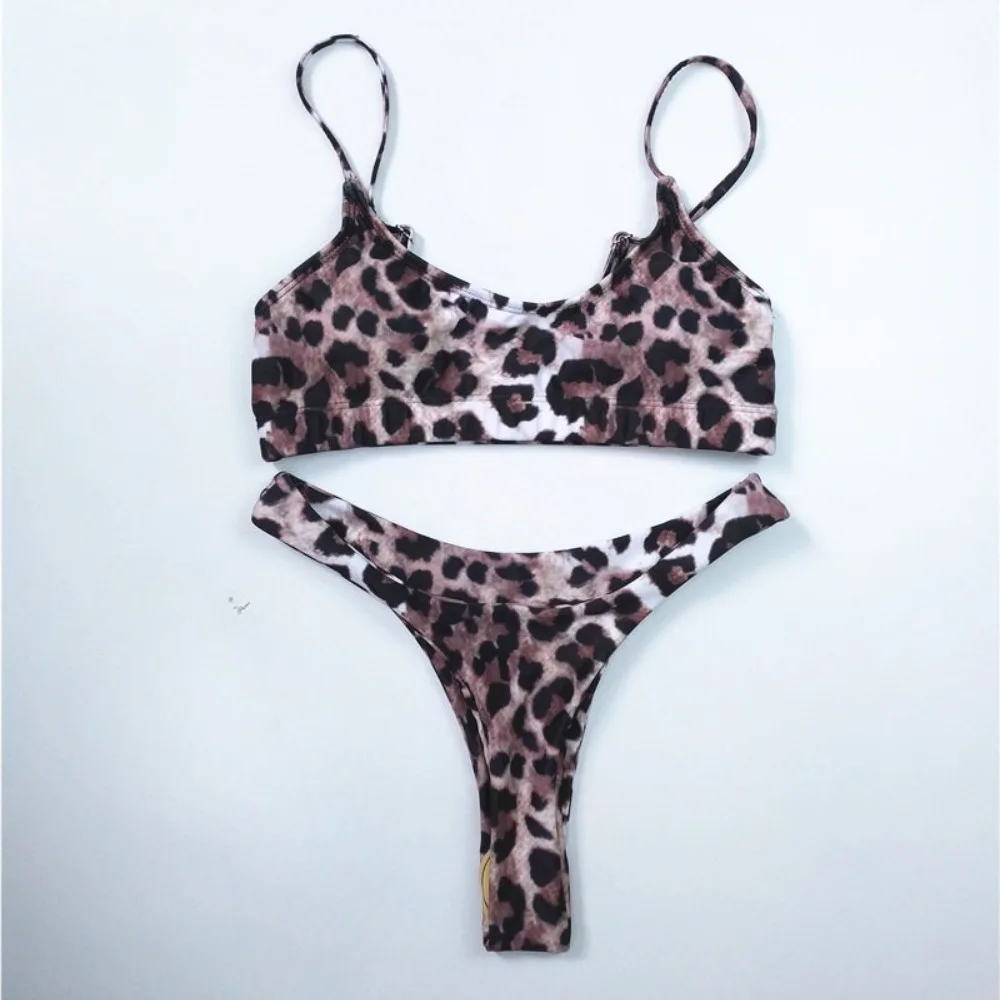 

Sexy Bikini Fashion Creative Leopard Print Snake Pattern Steel Holder Strapless Triangle Swimming Water Swimsuit Women