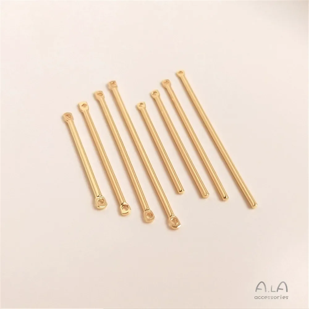 14K Gold Color Double hole small round rod connecting rod single hole hanging rod DIY necklace earring pendant jewelry material