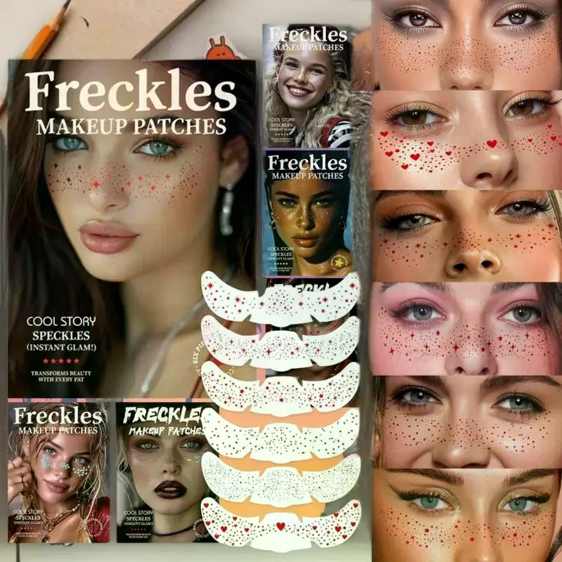 6장 주근깨 스티커 크리스마스 메이크업 스탬핑 파티 메이크업 패치 얼굴 타투 볼 메이크업 타투 얼굴 블러셔 스티커