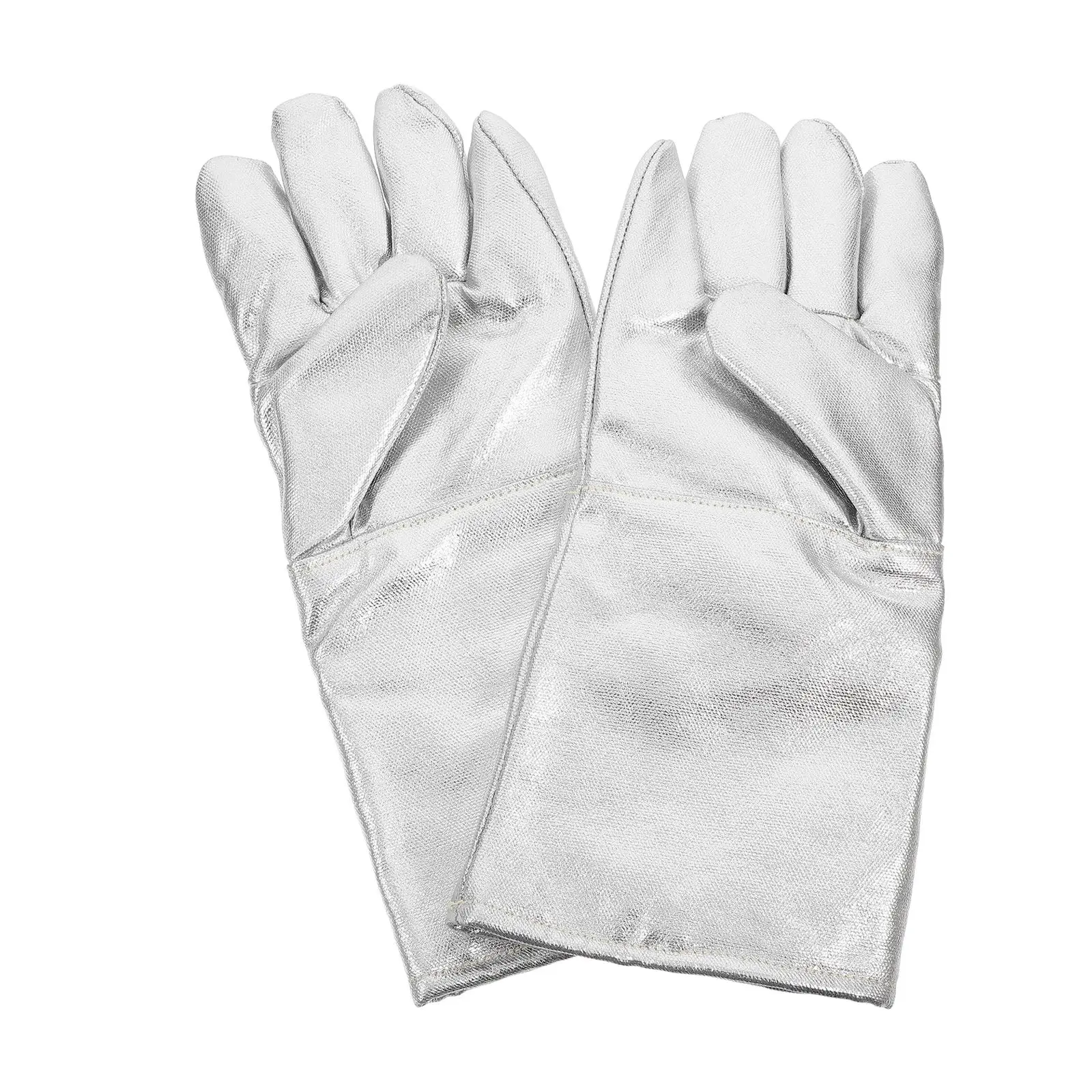 

2Pcs Heat Resistant Gloves Safety Cooking Aluminum Foil Work Proof Cut Resistant Fire Metallic Oven Mitts Industrial Labor