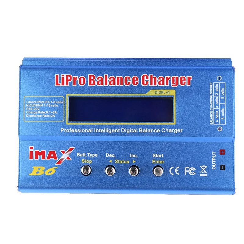 For IMAX B6 80W Lipo Battery Charger+XT60 Lipo Nimh Li-Ion Ni-Cd Digital Lipro Balance Charger Battery Charger EU Plug Blue