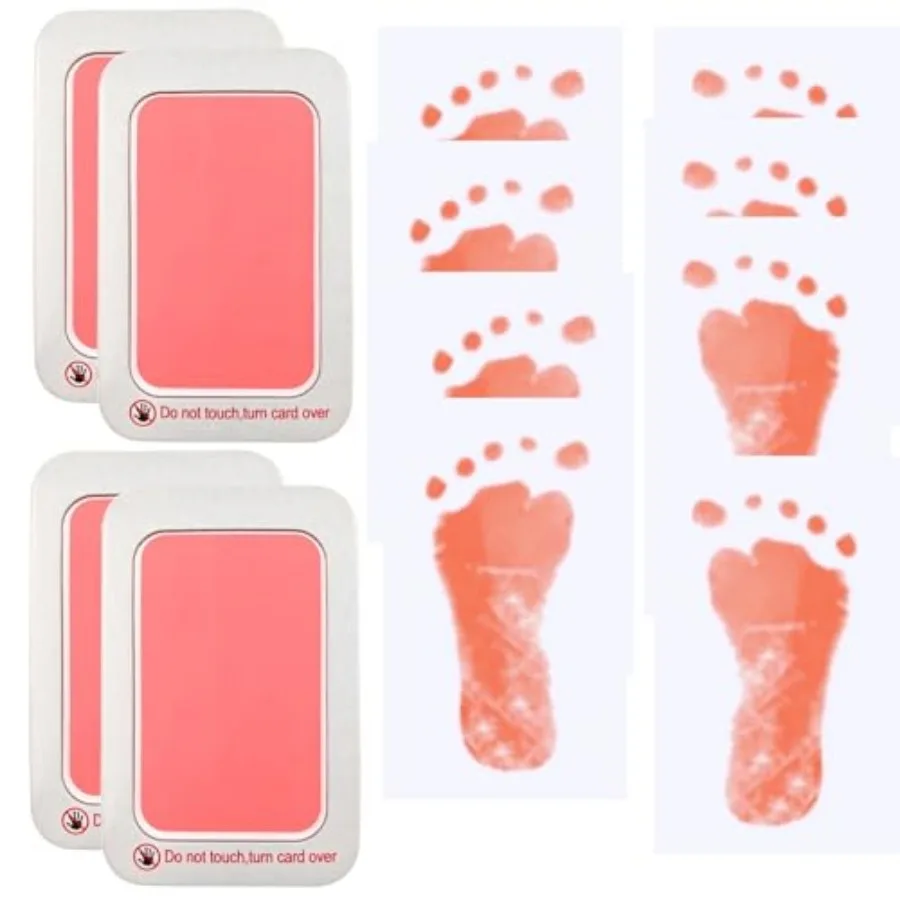 

Baby Footprint and Handprint Kit, 4 Inkless Print Pads + 8 Imprint Cards, Dog Paw Print Kit Clean Touch Ink Pad Perfect Keepsak