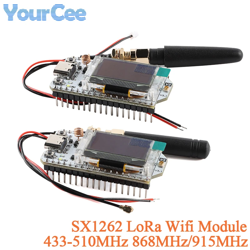 ESP32 SX1262 LoRa WIFI Kit 32 Module 433-510MHz 868MHz/915MHz 0.96 inch Blue OLED Display Internet Development Board for Arduino