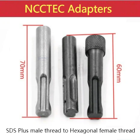 Adapter Connector SDS PLUS Male Thread Transmit to Inner Hexagonal Female for Electric Hammer Conversion Rod Sleeve Converter
