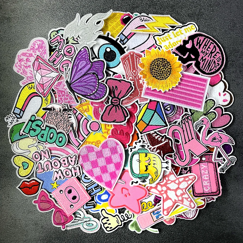 random-mix-100-pieces-patches-embroidery-applique-ironing-clothing-supplies-decorative-fabric-decoration-heart-flower-bird