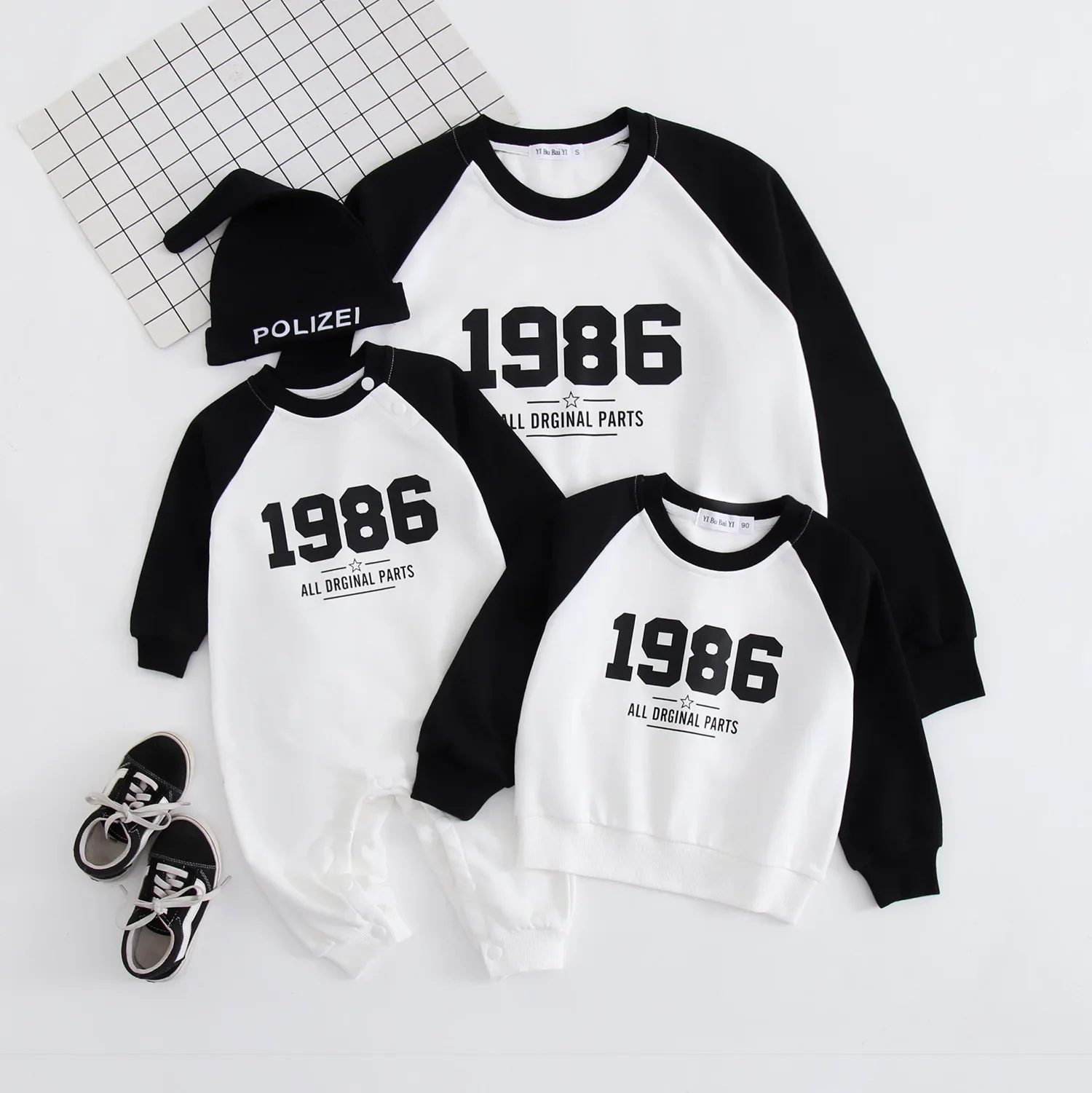 Dad Mom and Baby Sweatshirts for The Whole Family Autumn Winter Father Mother and Son Daughter Matching Clothes Infant Romper